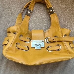Jimmy Choo Mustard Yellow Shoulder Bag with Silver Hardware